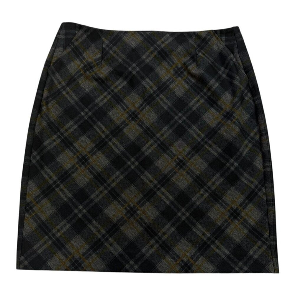 CAbi Step Out Kennedy Plaid Skirt Gray Black Style 3756 Size 10